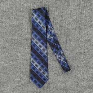 Stafford Tie Mens One Size Blue Plaid Check 100% Silk Performance Necktie